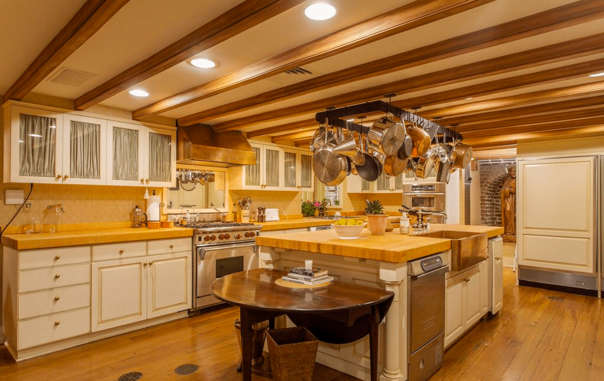 Historic home with butcher block island