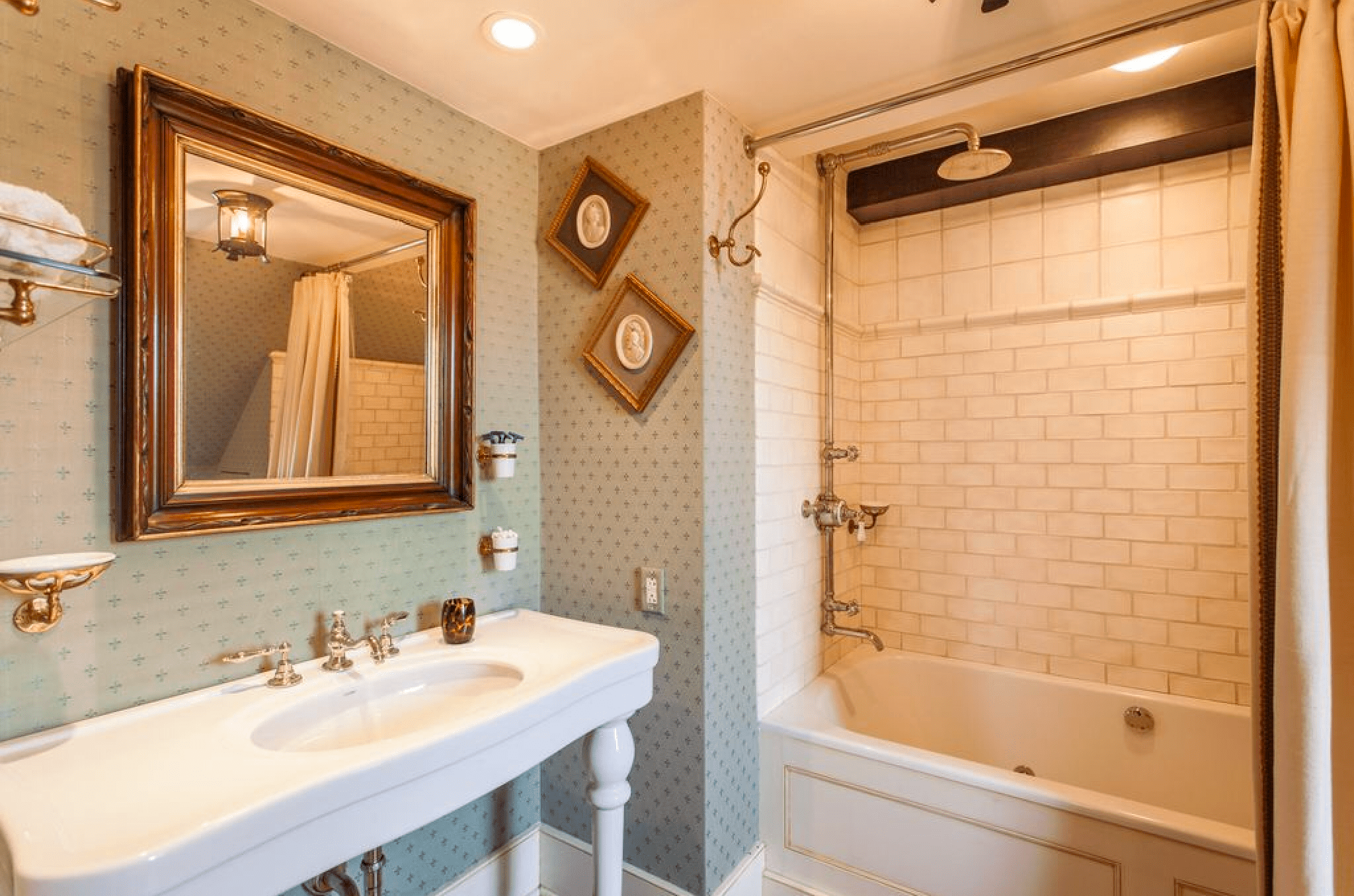 Carriage house bathroom in historic home