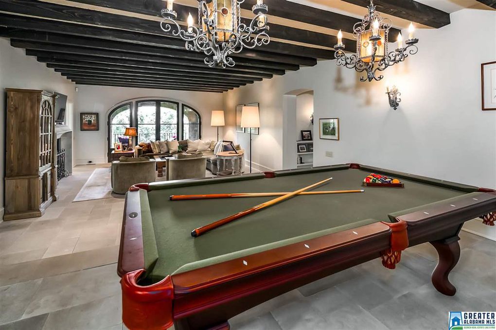 Pool table in entertaining area in Birmingham home